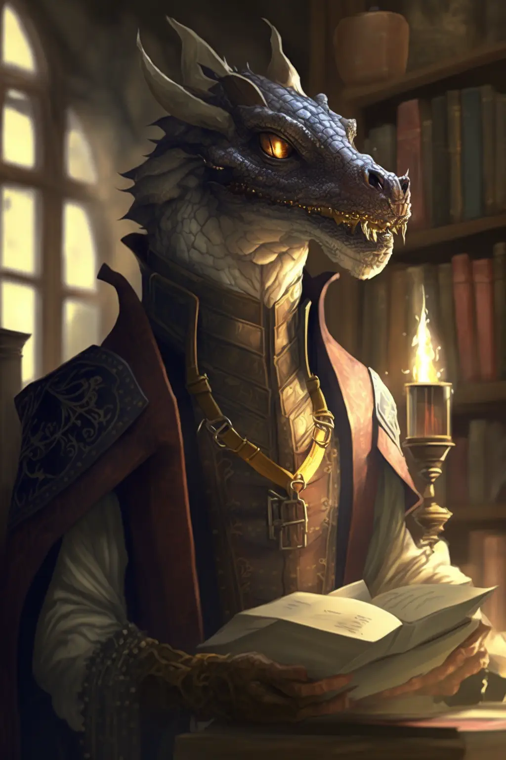 Drakosha1_anthro_dragon_librarian_in_medieval_castle_at_golden__d2919713-5796-434a-951e-c8363beedaba