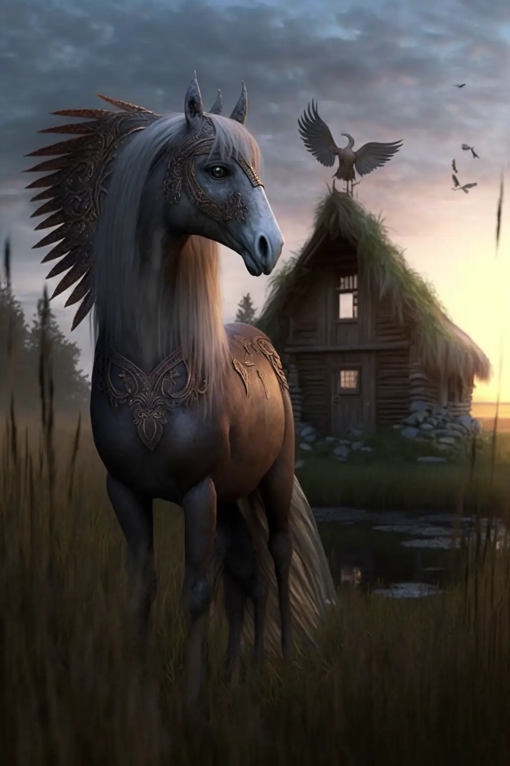 Drakoshaaa_magnificent_winged_pegasus_standing_in_tall_grass_in_a9644423-c00e-4038-a55d-a95116597a9b